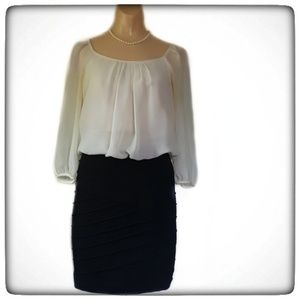 B. SMART Cream & Black 3/4 Sleeve Blouse Dress-5/6